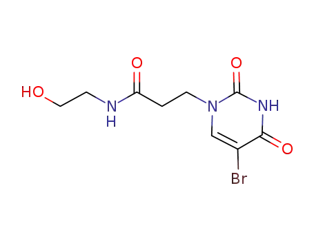 Molecular Structure of 1174386-67-4 (3-(5-bromo-2,4-dioxo-3,4-dihydropyrimidin-1(2H)-yl)-N-(2-hydroxyethyl)-propanamide)