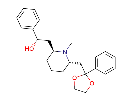 Molecular Structure of 237059-21-1 ((2S,6S,2R)-2-<6-(2-hydroxy-2-phenylethyl)-1-methylpiperidin-2-yl>-1-phenylethan-<1,3>-dioxolane)