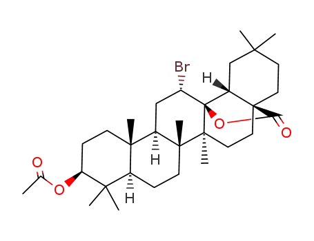 Molecular Structure of 86532-12-9 (3β-acetyl-12α-bromo-oleanan-28 <*> 13β-olide)