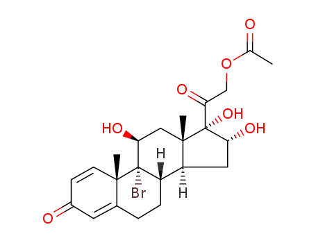 Molecular Structure of 91160-89-3 (9α-bromo-11β,16α,17α,21-tetrahydroxypregnane-1,4-diene-3,20-dione-21-acetate)