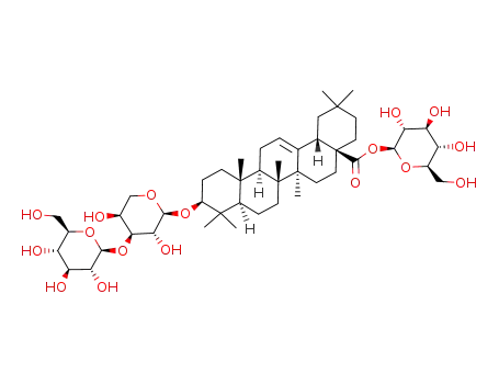 Molecular Structure of 101021-02-7 (1-O-[(3beta,5xi,18alpha)-3-{[3-O-(alpha-D-glucopyranosyl)-alpha-L-arabinopyranosyl]oxy}-28-oxoolean-12-en-28-yl]-beta-D-glucopyranose)