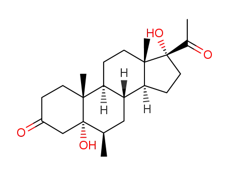 Molecular Structure of 23706-51-6 (5,17-dihydroxy-6β-methyl-5α-pregnane-3,20-dione)