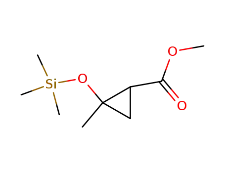 Molecular Structure of 77903-43-6 (Cyclopropanecarboxylic acid, 2-methyl-2-[(trimethylsilyl)oxy]-, methyl
ester)