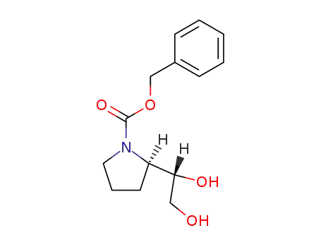 Molecular Structure of 200499-58-7 ((R)-1-benzyloxycarbonyl-2-[(S)-1,2-dihydroxyethyl]pyrrolidine)