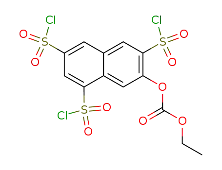 Molecular Structure of 856210-17-8 (7-ethoxycarbonyloxy-naphthalene-1,3,6-trisulfonyl chloride)