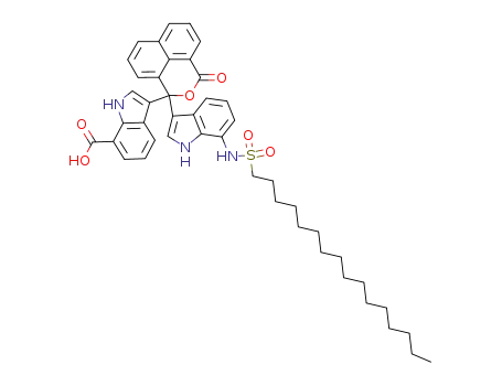 Molecular Structure of 37921-74-7 (3-[1-[7-[(hexadecylsulphonyl)amino]-1H-indol-3-yl]-3-oxo-1H,3H-naphtho[1,8-cd]pyran-1-yl]-1H-indole-7-carboxylic acid)