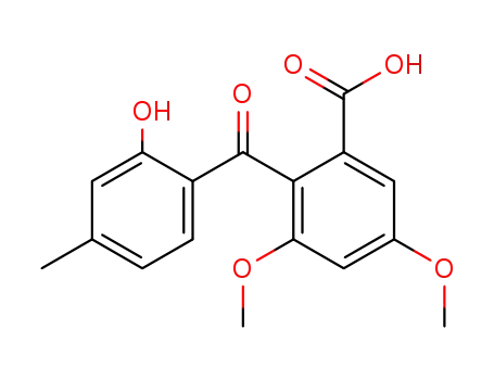 Molecular Structure of 54130-71-1 (2-(2-hydroxy-4-methyl-benzoyl)-3,5-dimethoxy-benzoic acid)