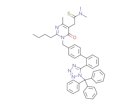 Molecular Structure of 1361024-52-3 (2-n-butyl-5-(N,N-dimethylaminothioformylmethyl)-6-methyl-3-[[2'-(N-triphenylmethyl-5-tetrazolyl)biphenyl]-4-methyl]pyrimidin-4-one)