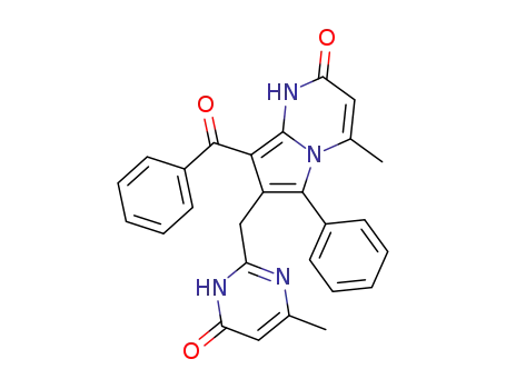 Molecular Structure of 1380547-50-1 (8-benzoyl-4-methyl-7-[(4-methyl-6-oxo-1,6-dihydropyrimidin-2-yl)methyl]-6-phenylpyrrolo[1,2-a]pyrimidin-2(1H)-one)
