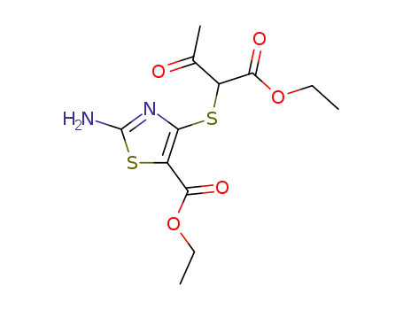 Molecular Structure of 111603-56-6 (ethyl 2-<2-amino-5-(ethoxycarbonyl)-4-thiazolylthio>acetoacetate)