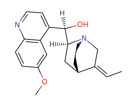 Molecular Structure of 16934-07-9 ((R)-[(1S,2S,4S)-5-Eth-(Z)-ylidene-1-aza-bicyclo[2.2.2]oct-2-yl]-(6-methoxy-quinolin-4-yl)-methanol)