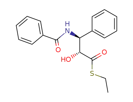 Molecular Structure of 222727-06-2 (S-Ethyl (2R,3S)-3-benzoylamino-2-hydroxy-3-phenylpropanethioate)