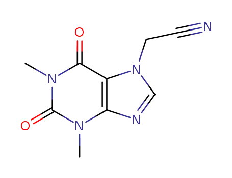 Molecular Structure of 39908-33-3 (2-(1,3-dimethyl-2,6-dioxo-1,2,3,6-tetrahydro-7H-purin-7-yl)acetonitrile)