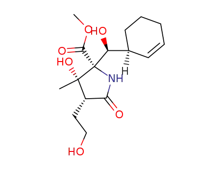 Molecular Structure of 704910-42-9 (D-Proline,
2-[(S)-(1S)-2-cyclohexen-1-ylhydroxymethyl]-3-hydroxy-4-(2-hydroxyethyl
)-3-methyl-5-oxo-, methyl ester, (3S,4R)-)