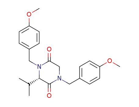 Molecular Structure of 205517-34-6 ((R)-N,N'-Bis(p-methoxybenzyl)-3-isopropyl-piperazine-2,5-dione)