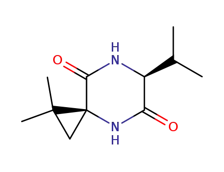 Molecular Structure of 652140-22-2 (4,7-Diazaspiro[2.5]octane-5,8-dione, 1,1-dimethyl-6-(1-methylethyl)-,
(3S,6S)-)