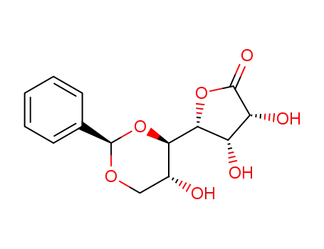 Molecular Structure of 151795-04-9 (5,7-O-benzylidene-D-glycero-D-gulo-heptono-1,4-lactone)