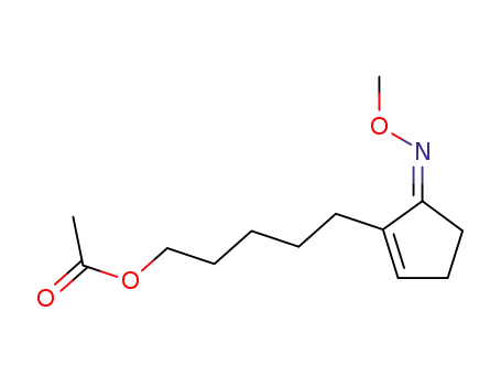 Molecular Structure of 52477-92-6 (2-Cyclopenten-1-one, 2-[5-(acetyloxy)pentyl]-, 1-(O-methyloxime))