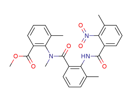 Molecular Structure of 83334-85-4 (methyl 3-methyl-N-methyl-N-<3-methyl-N-(3-methyl-2-nitrobenzoyl)anthraniloyl>anthranilate)