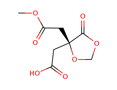 Molecular Structure of 199341-50-9 (((S)-4-Methoxycarbonylmethyl-5-oxo-[1,3]dioxolan-4-yl)-acetic acid)