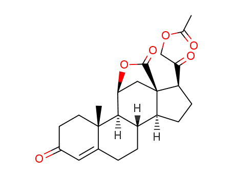 Molecular Structure of 3329-80-4 (21-acetoxy-11β-hydroxy-3,20-dioxo-pregn-4-en-18-oic acid-lactone)