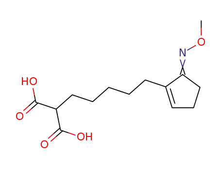 Molecular Structure of 52477-95-9 (Propanedioic acid, [5-[5-(methoxyimino)-1-cyclopenten-1-yl]pentyl]-)