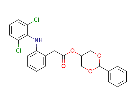 Molecular Structure of 1528769-07-4 (2-phenyl-1,3-dioxan-5-yl 2-(2-((2,6-dichlorophenyl)amino)phenyl)acetate)