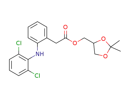 Molecular Structure of 1528769-06-3 ((2,2-dimethyl-1,3-dioxolan-4-yl)methyl 2-(2-((2,6-dichlorophenyl)amino)phenyl)acetate)