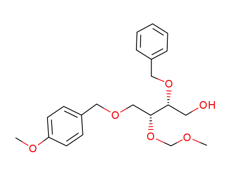 Molecular Structure of 96016-36-3 ((2R,3R)-2-Benzyloxy-4-(4-methoxy-benzyloxy)-3-methoxymethoxy-butan-1-ol)