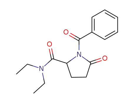 Molecular Structure of 85760-92-5 ((S)-1-benzoyl-N,N-diethyl-5-oxopyrrolidine-2-carboxamide)