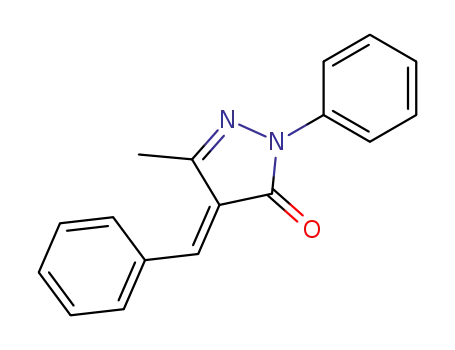 Molecular Structure of 130691-00-8 ((4E)-4-benzylidene-5-methyl-2-phenyl-3,4-dihydropyrazol-3(3H)-one)