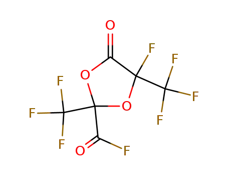 Molecular Structure of 7345-49-5 (4-fluoro-5-oxo-2,4-bis(trifluoromethyl)-1,3-dioxolane-2-carbonyl fluoride)