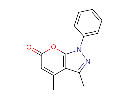 Molecular Structure of 74169-52-1 (Pyrano[2,3-c]pyrazol-6(1H)-one,3,4-dimethyl-1-phenyl-)
