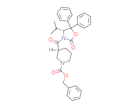 Molecular Structure of 868632-22-8 ((4R)-3-({(3S)-1-[(benzyloxy)carbonyl]piperidin-3-yl}carbonyl)-4-(1-methylethyl)-5,5-diphenyloxazolidin-2-one)