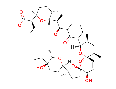 (2R)-2-[(5S)-6-[(2S,3S,4S,6R)-6-[(3S,5S,7R,10S,12R,15R)-3-[(5R,6S)-5-ethyl-5-hydroxy-6-methyloxan-2-yl]-15-hydroxy-3,10,12-trimethyl-4,6,8-trioxadispiro[4.1.57.35]pentadec-13-en-9-yl]-3-hydroxy-4-methyl-5-oxooctan-2-yl]-5-methyloxan-2-yl]butanoic acid