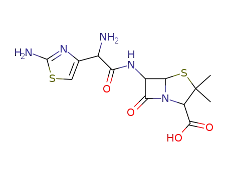 Molecular Structure of 85208-10-2 (6-<(+/-)-α-amino-α-(2-aminothiazol-4-yl)acetamido>penicillanic acid)