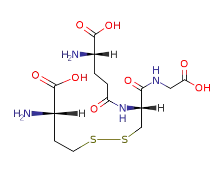 Molecular Structure of 75027-08-6 ((S)-2-Amino-4-[(R)-2-((S)-3-amino-3-carboxy-propyldisulfanyl)-1-(carboxymethyl-carbamoyl)-ethylcarbamoyl]-butyric acid)