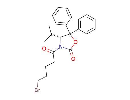 Molecular Structure of 637337-43-0 ((4R)-3-(5-bromo-1-oxopentyl)-4-(1-methylethyl)-5,5-diphenyloxazolidin-2-one)