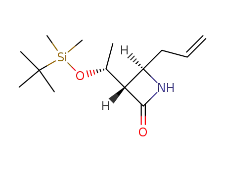Molecular Structure of 80433-47-2 (2-Azetidinone,
3-[(1R)-1-[[(1,1-dimethylethyl)dimethylsilyl]oxy]ethyl]-4-(2-propenyl)-,
(3S,4R)-)