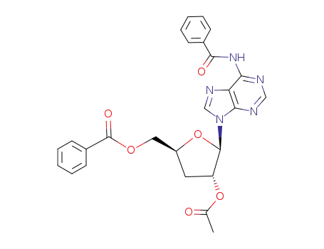 Molecular Structure of 157025-63-3 (Benzoic acid (2S,4R,5R)-4-acetoxy-5-(6-benzoylamino-purin-9-yl)-tetrahydro-furan-2-ylmethyl ester)
