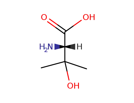 Molecular Structure of 2280-27-5 ((S)-(+)-2-Amino-3-hydroxy-3-methylbutanoic acid)