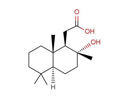 Molecular Structure of 13456-36-5 ((1R,2R,4aS,8aS)-(2-hydroxy-2,5,5,8a-tetramethylperhydronaphthyl)acetic acid)