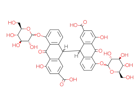 (9S)-9-[(9R)-2-Carboxy-4-hydroxy-10-oxo-5-[(2R,3R,4S,5S,6R)-3,4,5-trihydroxy-6-(hydroxymethyl)oxan-2-yl]oxy-9H-anthracen-9-yl]-4-hydroxy-10-oxo-5-[(2R,3R,4S,5S,6R)-3,4,5-trihydroxy-6-(hydroxymethyl)oxan-2-yl]oxy-9H-anthracene-2-carboxylic acid
