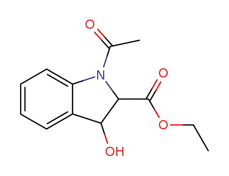 Molecular Structure of 105911-78-2 (1-acetyl-3-hydroxy-indoline-2-carboxylic acid ethyl ester)