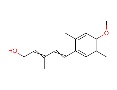 Molecular Structure of 167637-42-5 (5-(4-Methoxy-2,3,6-trimethylphenyl)-3-methyl-2,4-pentadien-1-ol)