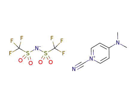 Molecular Structure of 945614-38-0 (1-cyano-4-dimethylaminopyridinium bis(trifluoromethylsulfonyl)imide)
