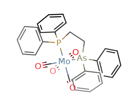 Molecular Structure of 53557-42-9 ((1-diphenylphosphino-2-diphenylarsinoethane)molybdenum tetracarbonyl)