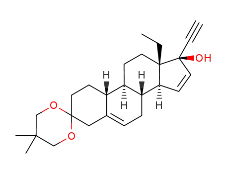 Molecular Structure of 64133-14-8 (17α-ethynyl-18-methyl-3,3-(2',2'-dimethyl-1',3'-propylenedioxy)-5,15-estradien-17β-ol)