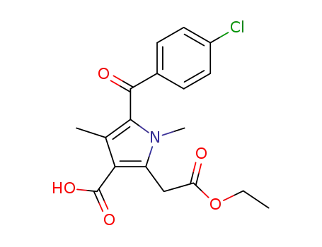 Molecular Structure of 33369-29-8 (ethyl 3-carboxy-5-(4-chlorobenzoyl)-1,4-dimethyl-1H-pyrrole-2-acetate)