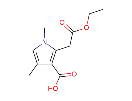 Molecular Structure of 33369-46-9 (ethyl 3-carboxy-1,4-dimethyl-1H-pyrrole-2-acetate)